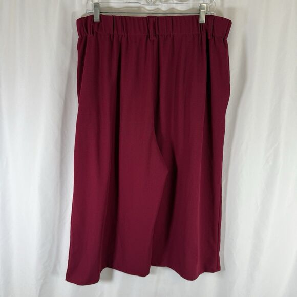 Halara Wide Leg Capri Women's XL Tall Purple Red Pull On Pleated Pockets - Picture 8 of 10